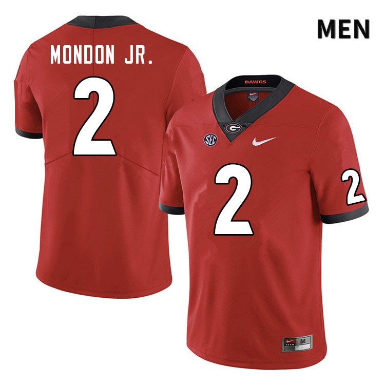 Georgia Bulldogs Men's Smael Mondon Jr. #2 Red Stitched College UGA Football Jersey 23EN017FA